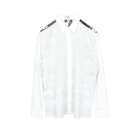 Hermes Series Button Back Print Long Sleeve Cotton Shirt