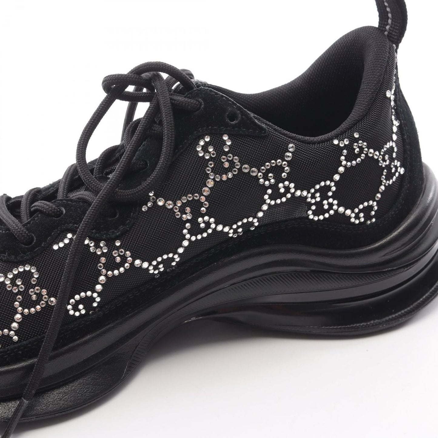 Gucci Sneakers Run GG Pattern Rhinestone Suede — view 8