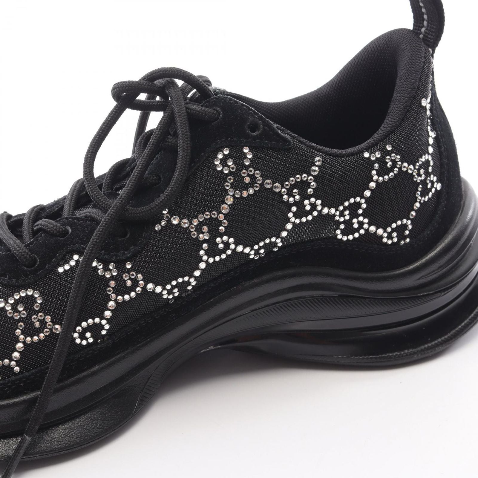 Gucci Sneakers Run GG Pattern Rhinestone Suede — view 8