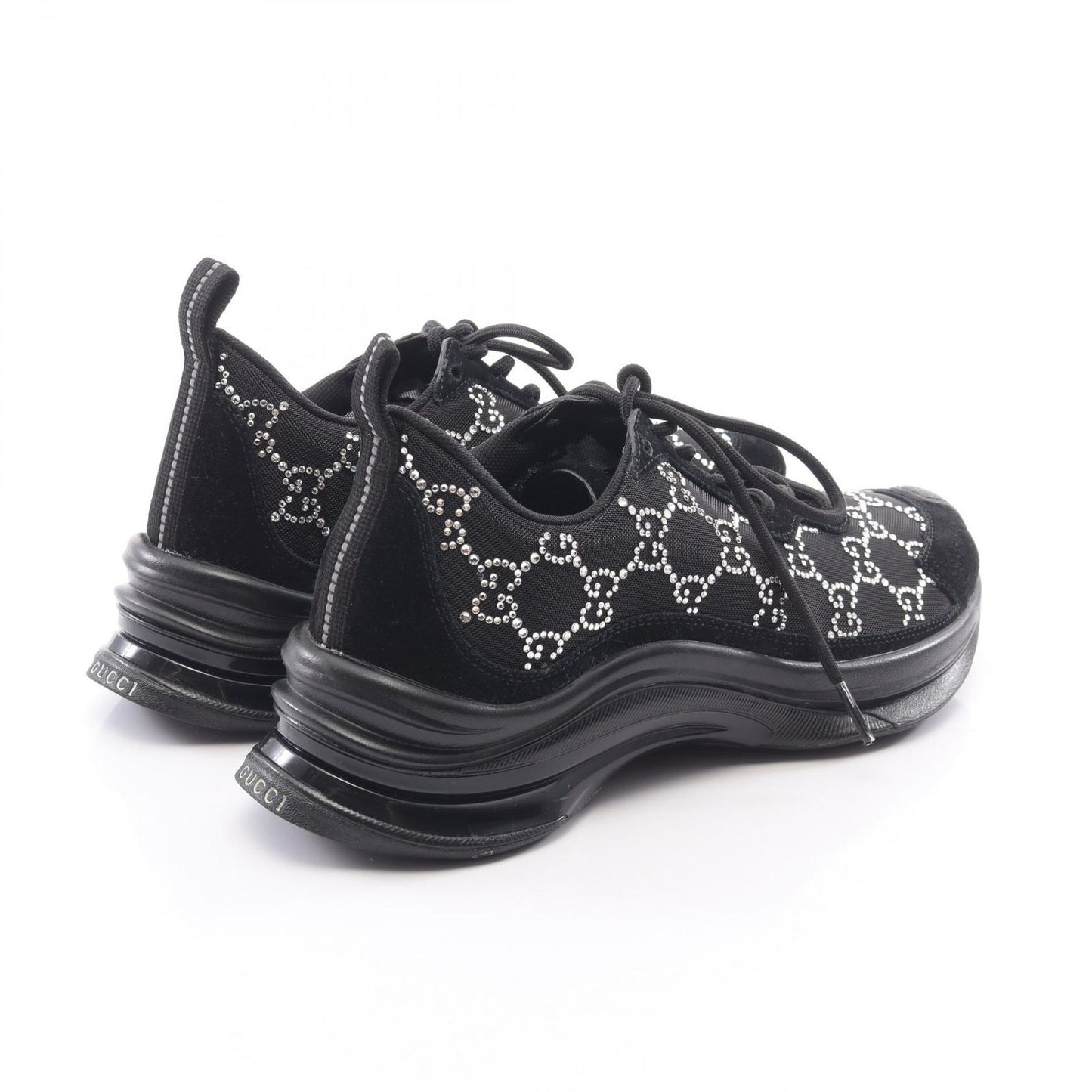 Gucci Sneakers Run GG Pattern Rhinestone Suede — view 2