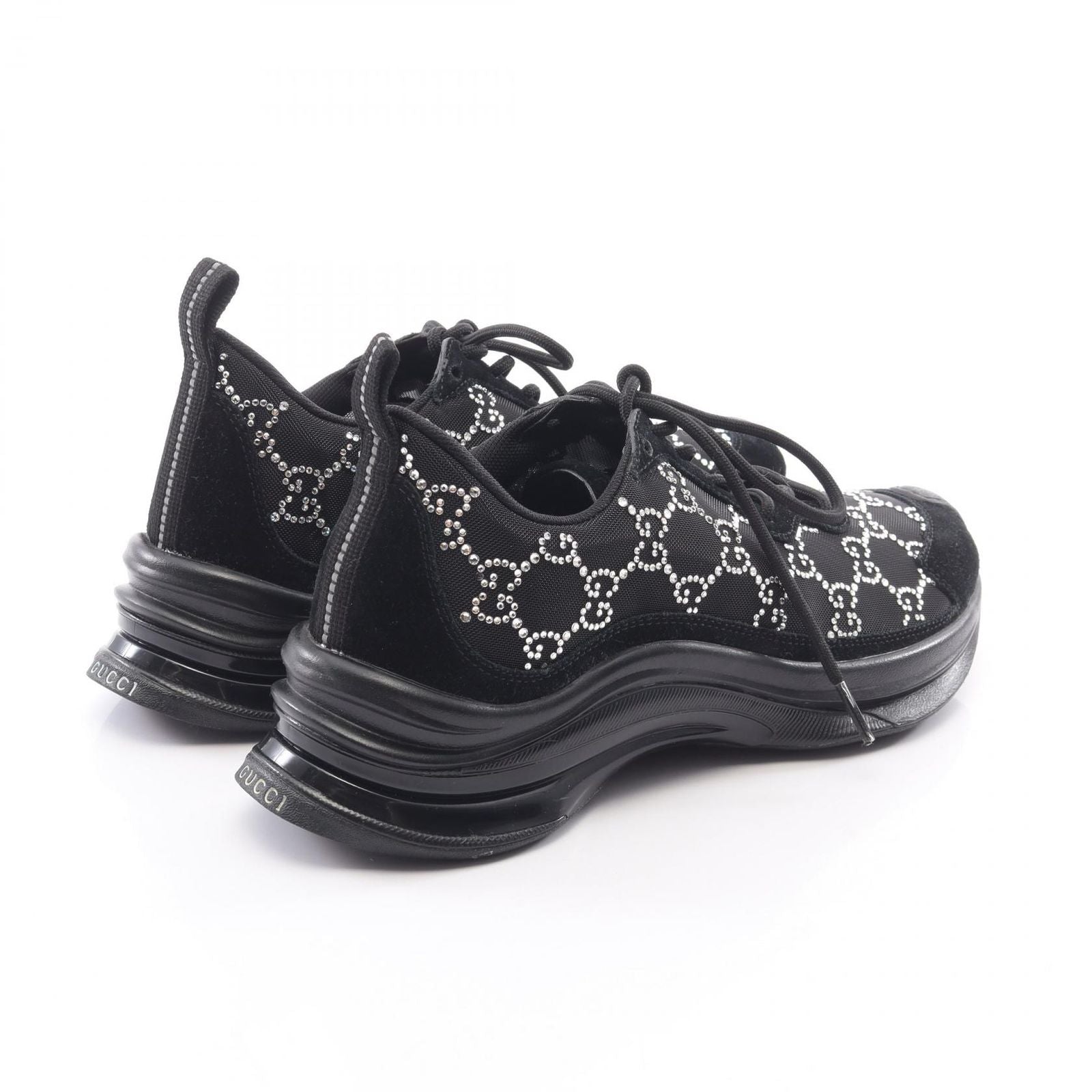 Gucci Sneakers Run GG Pattern Rhinestone Suede — view 2