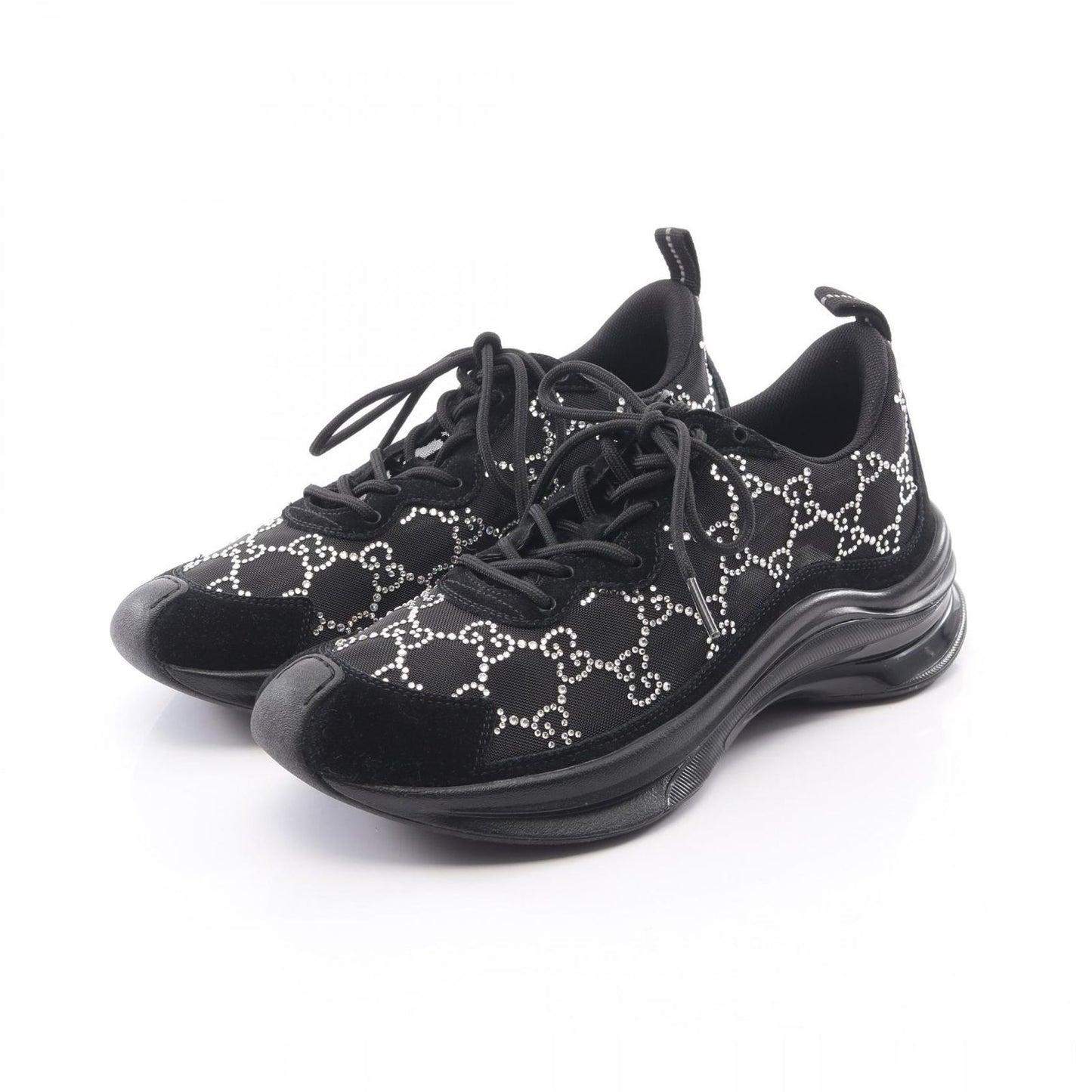 Gucci Sneakers Run GG Pattern Rhinestone Suede