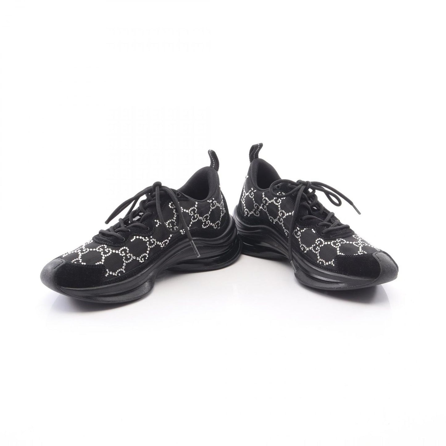 Gucci Sneakers Run GG Pattern Rhinestone Suede — view 3