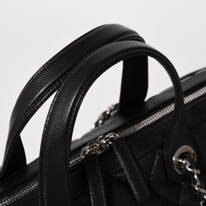 Chanel Chain Bag Base CC Logo Caviar Leather Black Silver — view 7