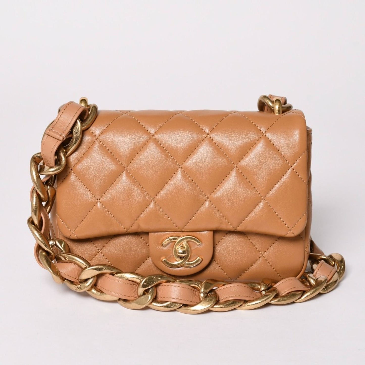Chanel Quilted 20 Chain Bag Base CC Logo Shiny Lambskin