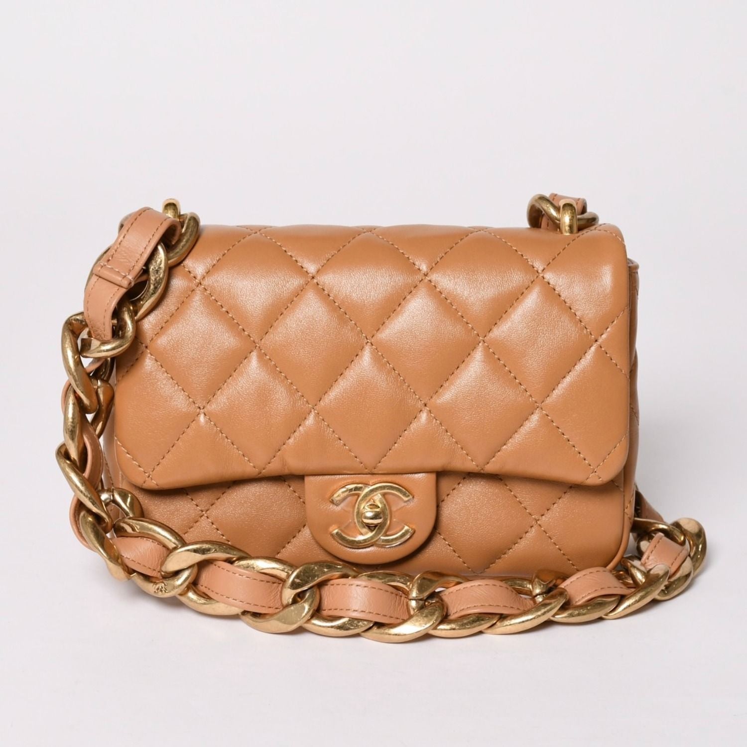 Chanel Quilted 20 Chain Bag Base CC Logo Shiny Lambskin