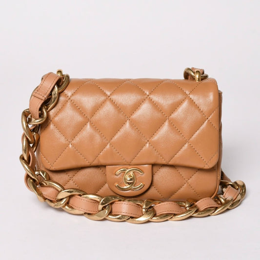 Chanel Quilted 20 Chain Bag Base CC Logo Shiny Lambskin