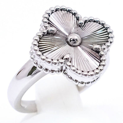 Van Cleef & Arpels 18k White Gold Vintage Alhambra Ring Guilloche — view 3