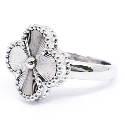 Van Cleef & Arpels 18k White Gold Vintage Alhambra Ring Guilloche — view 4