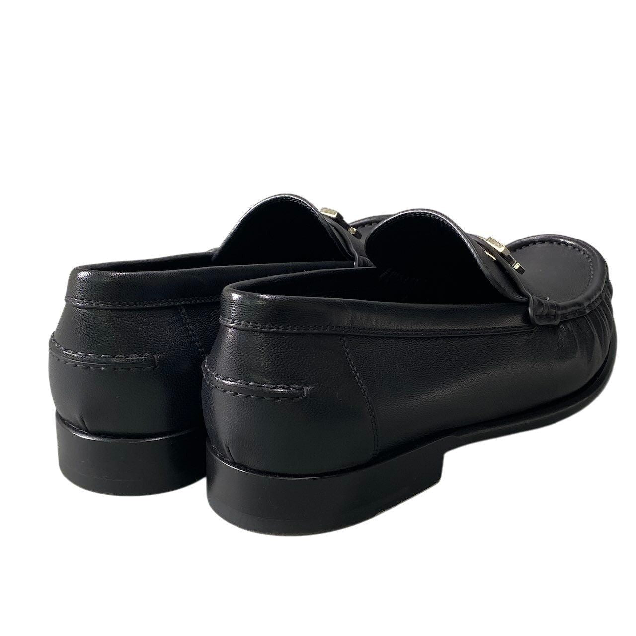 Hermes Moccasins Carlo Chevre Paris Buckle 43 Black Leather Shoes — view 4