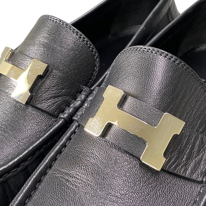 Hermes Moccasins Carlo Chevre Paris Buckle 43 Black Leather Shoes — view 8
