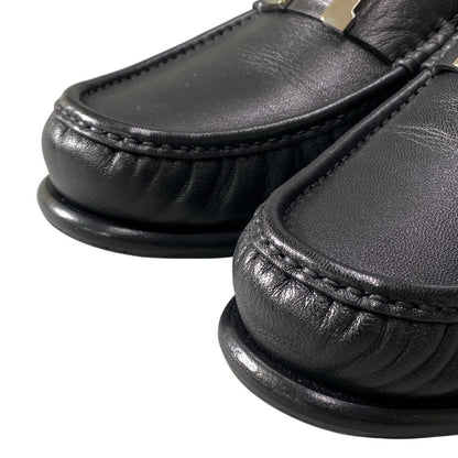 Hermes Moccasins Carlo Chevre Paris Buckle 43 Black Leather Shoes — view 7