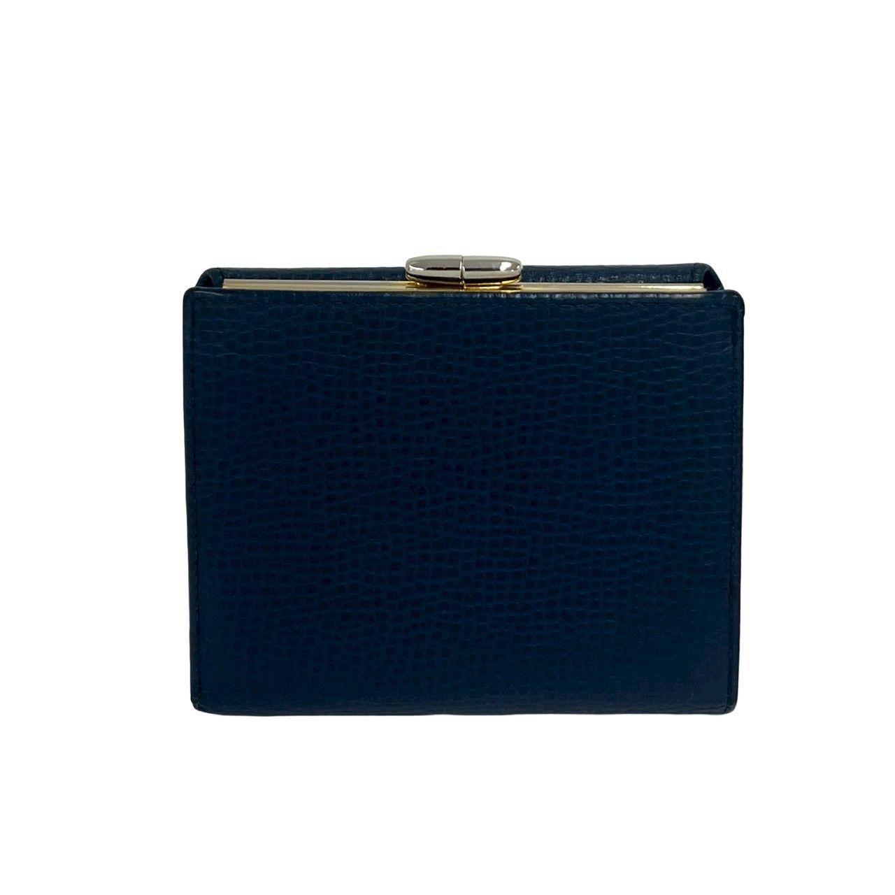 Dior Vintage CD Logo Leather Kiss Lock Bifold Wallet Navy — view 2