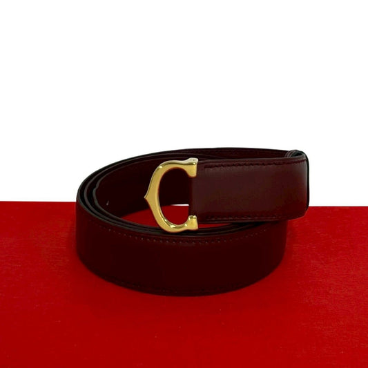 Cartier Must Line Leather Belt Wine Red Bordeaux