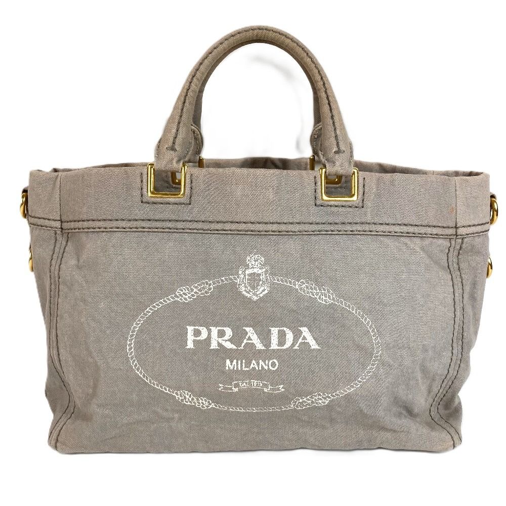 Prada Handbag Canapa Logo Canvas Gray