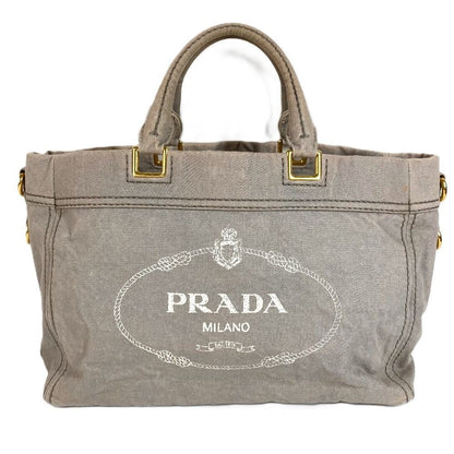 Prada Handbag Canapa Logo Canvas Gray