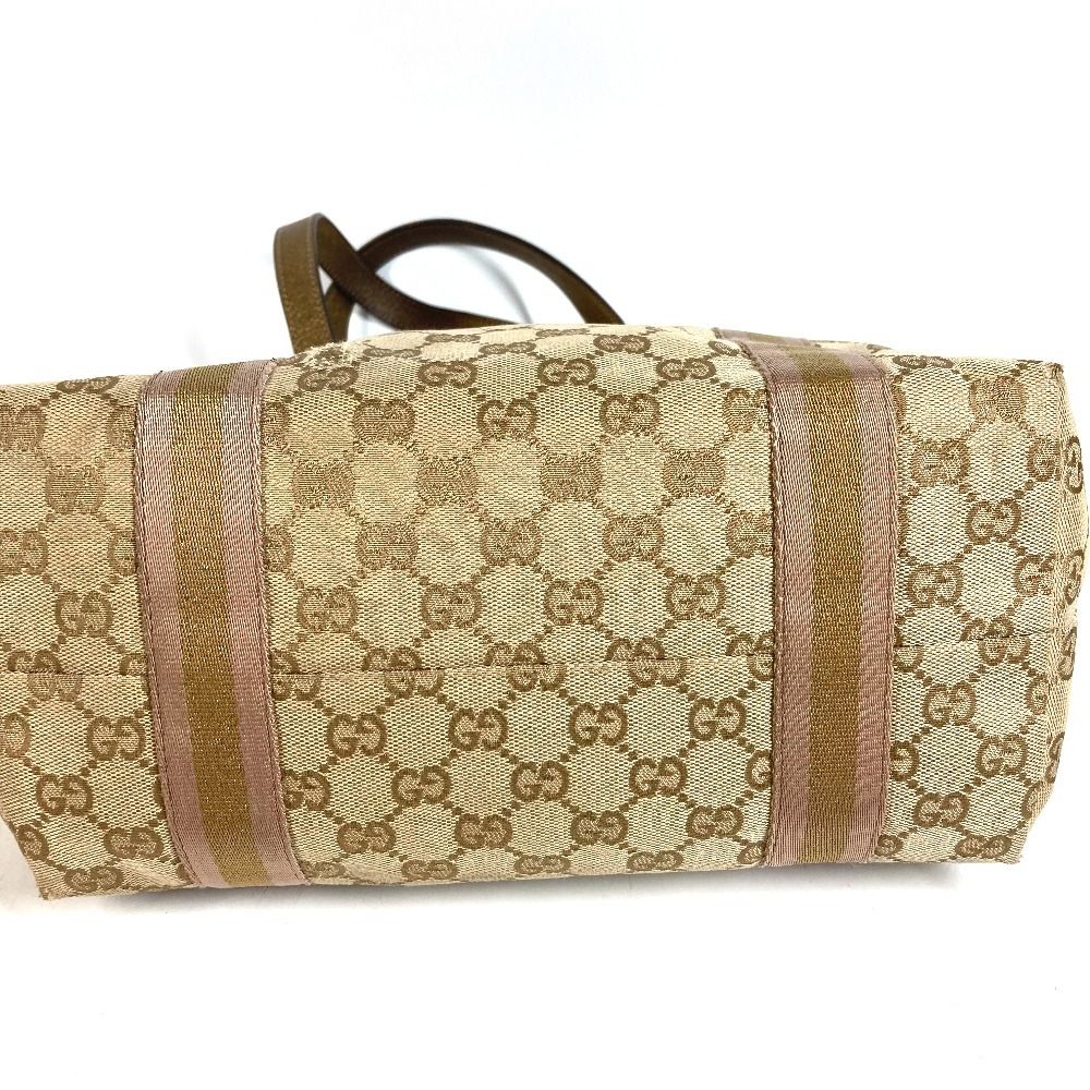 Gucci Shoulder Bag Logo GG Canvas Leather Beige — view 5