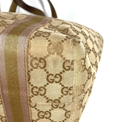 Gucci Shoulder Bag Logo GG Canvas Leather Beige — view 6