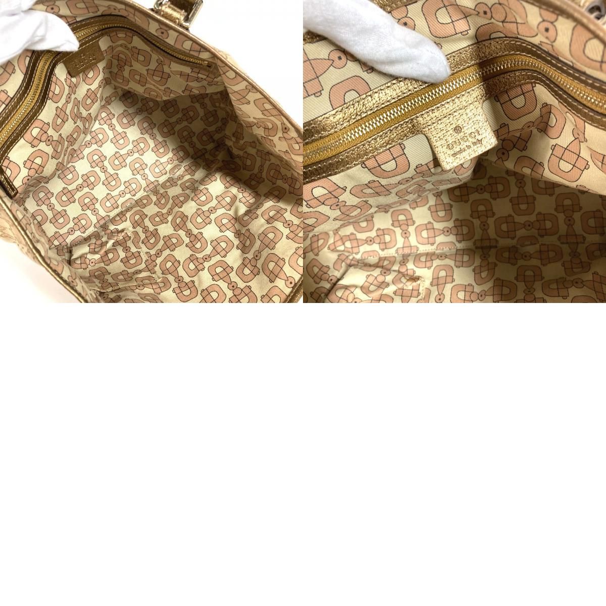 Gucci Shoulder Bag Logo GG Canvas Leather Beige — view 9