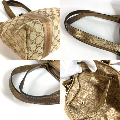Gucci Shoulder Bag Logo GG Canvas Leather Beige — view 8