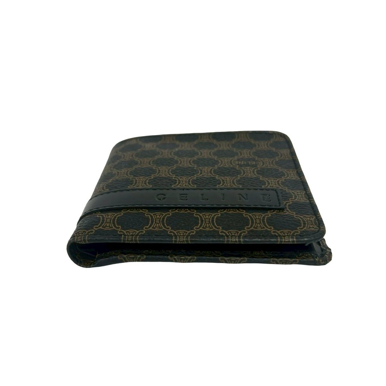 Celine Macadam Blason Pattern Logo Leather Bifold Wallet Brown Black — view 6