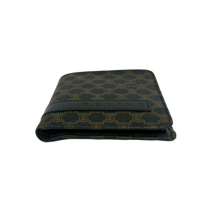 Celine Macadam Blason Pattern Logo Leather Bifold Wallet Brown Black — view 6