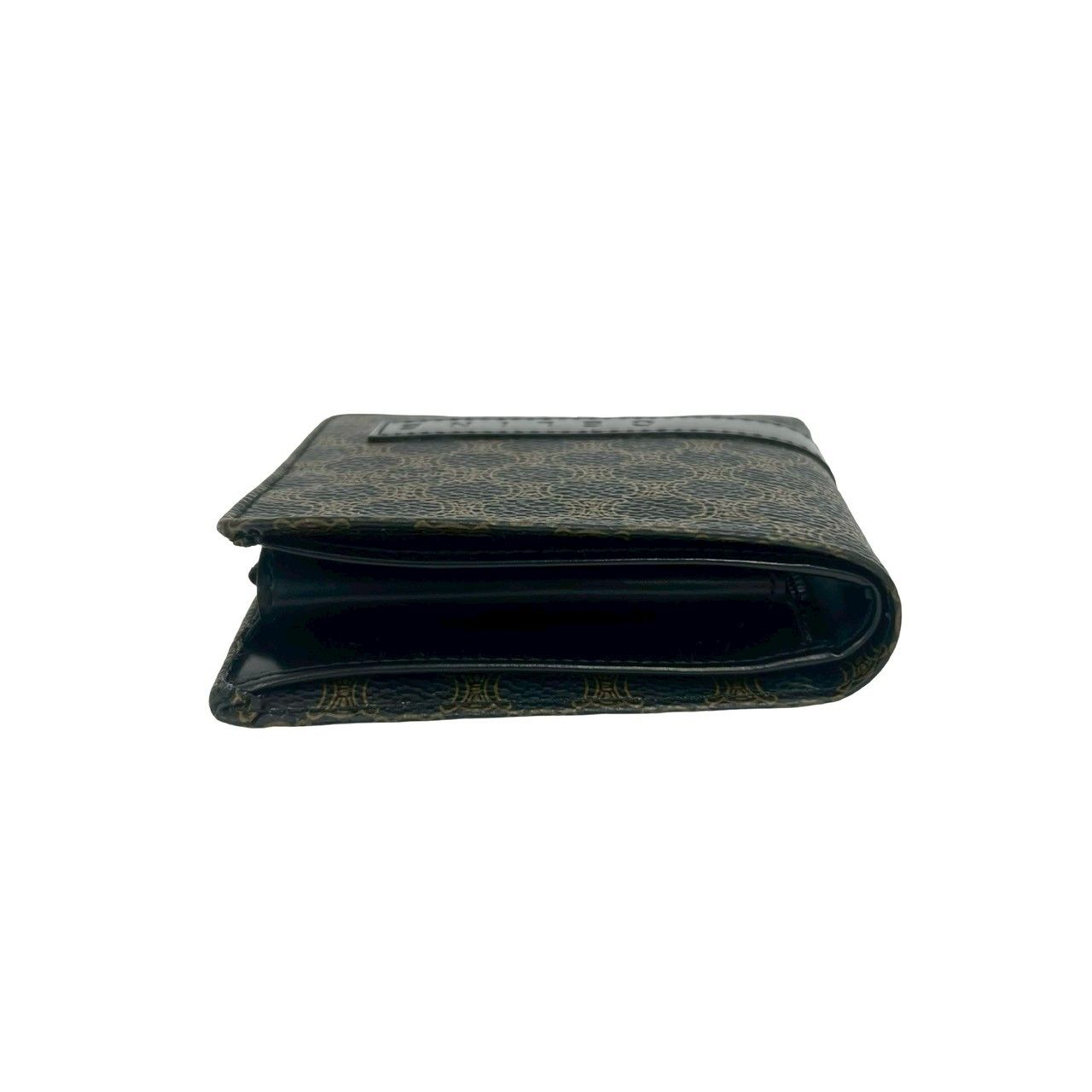Celine Macadam Blason Pattern Logo Leather Bifold Wallet Brown Black — view 3