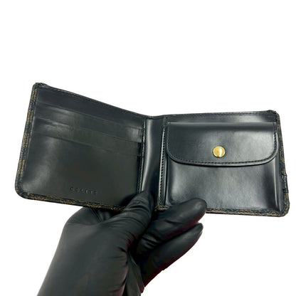Celine Macadam Blason Pattern Logo Leather Bifold Wallet Brown Black — view 7