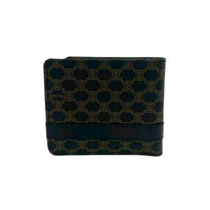 Celine Macadam Blason Pattern Logo Leather Bifold Wallet Brown Black — view 2