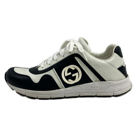 Gucci Sneakers 5.5 White Black Interlocking Leather