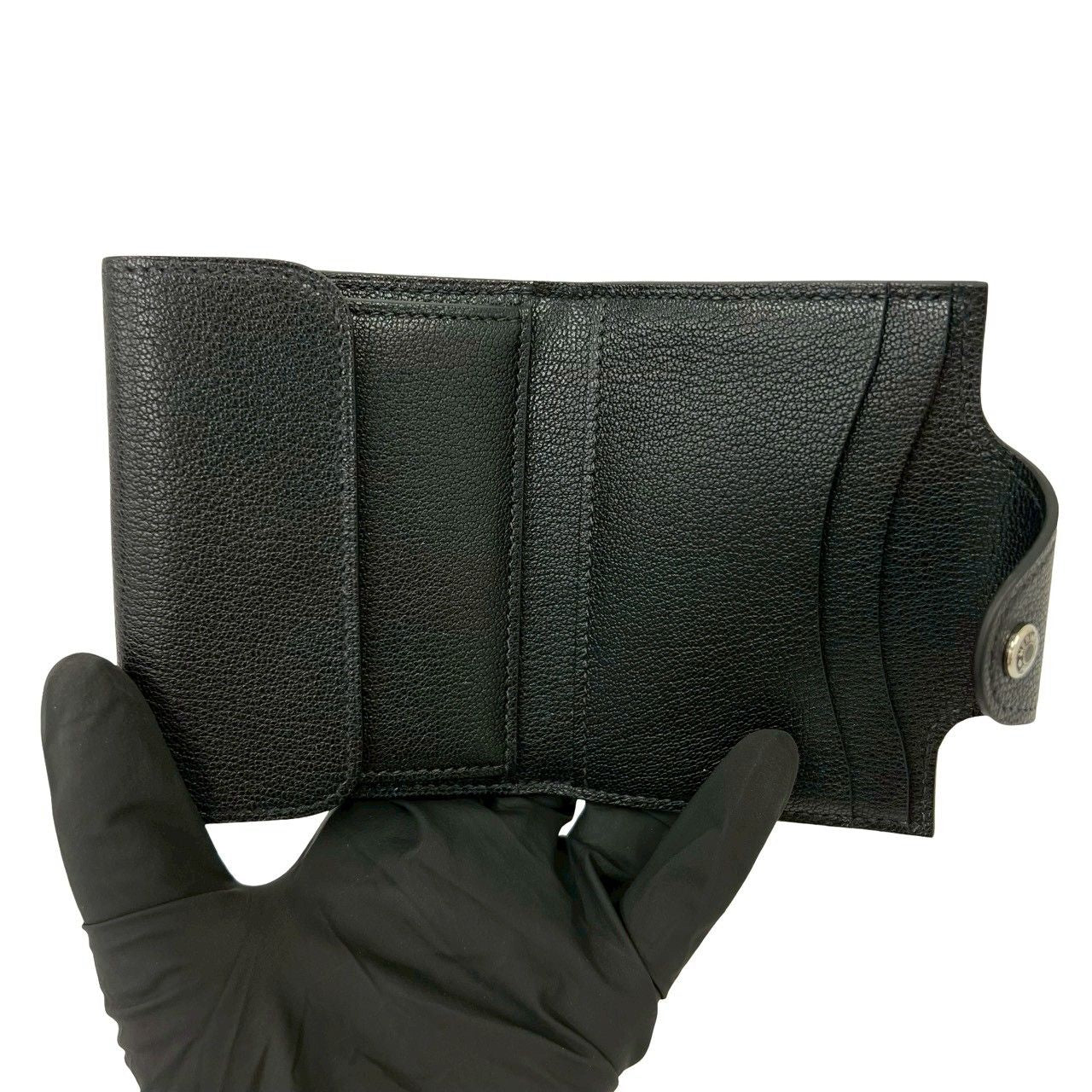 Hermes Illiade Compact Wallet Chevresham Kira Leather Bifold Black — view 7