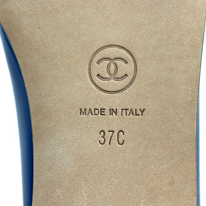 Chanel Flat Shoes 37 C Blue CC Logo Leather — view 6