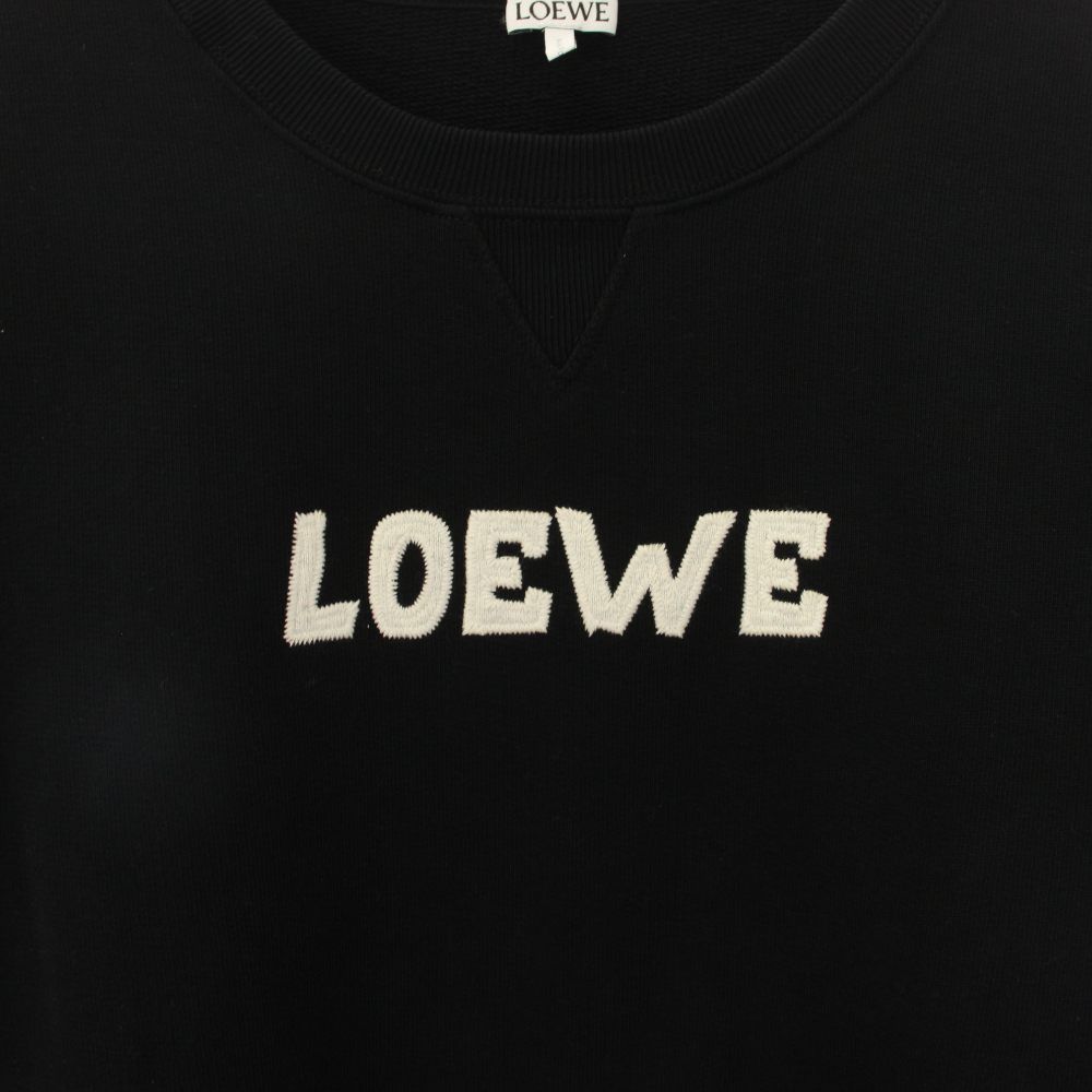 Loewe Embroidery Sweatshirt Crew Neck Long Sleeve Logo Gusset XXL Black YT — view 3