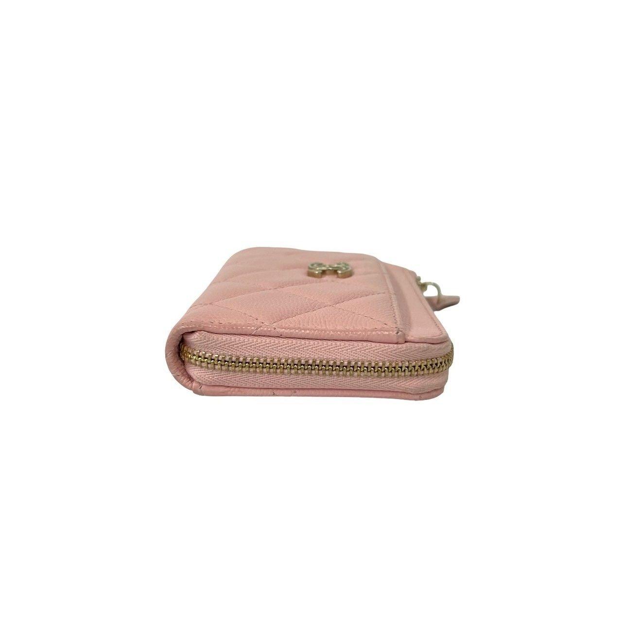 Chanel And Fragment Case Quilted CC Logo Caviar Leather Coin Pass Pink — view 5