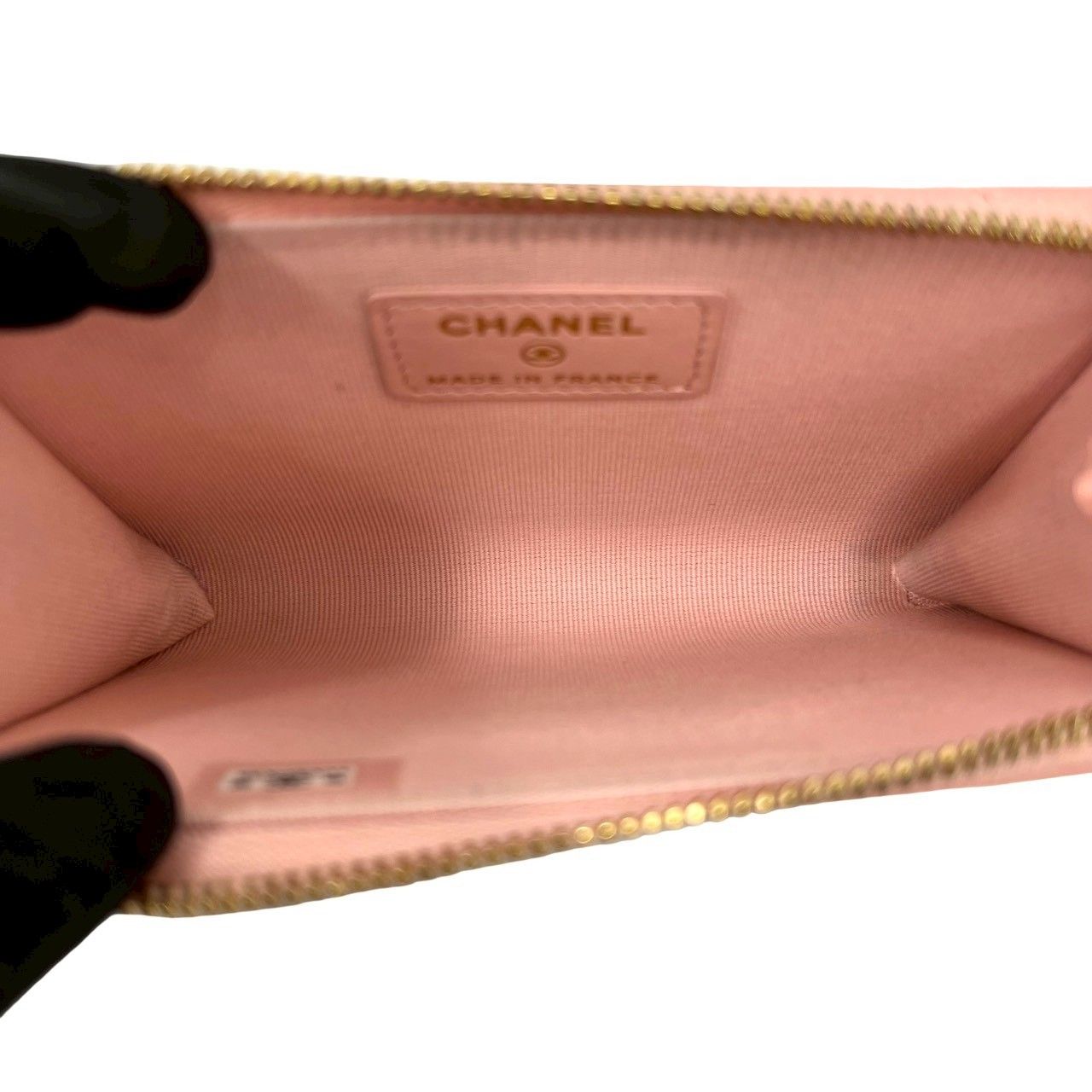 Chanel And Fragment Case Quilted CC Logo Caviar Leather Coin Pass Pink — view 8