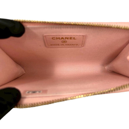 Chanel And Fragment Case Quilted CC Logo Caviar Leather Coin Pass Pink — view 8