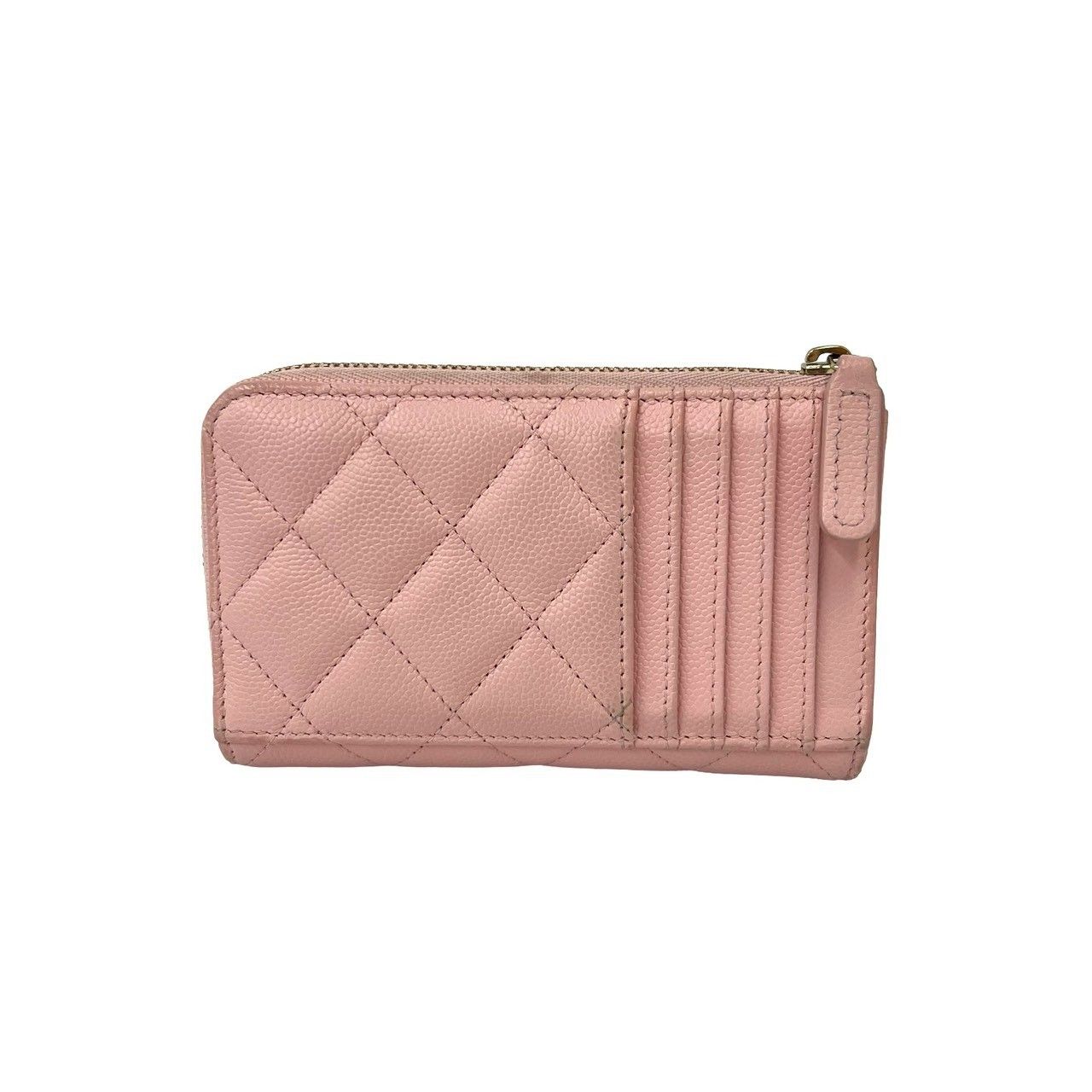 Chanel And Fragment Case Quilted CC Logo Caviar Leather Coin Pass Pink — view 2