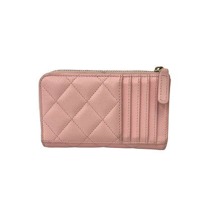 Chanel And Fragment Case Quilted CC Logo Caviar Leather Coin Pass Pink — view 2