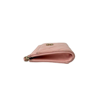 Chanel And Fragment Case Quilted CC Logo Caviar Leather Coin Pass Pink — view 4