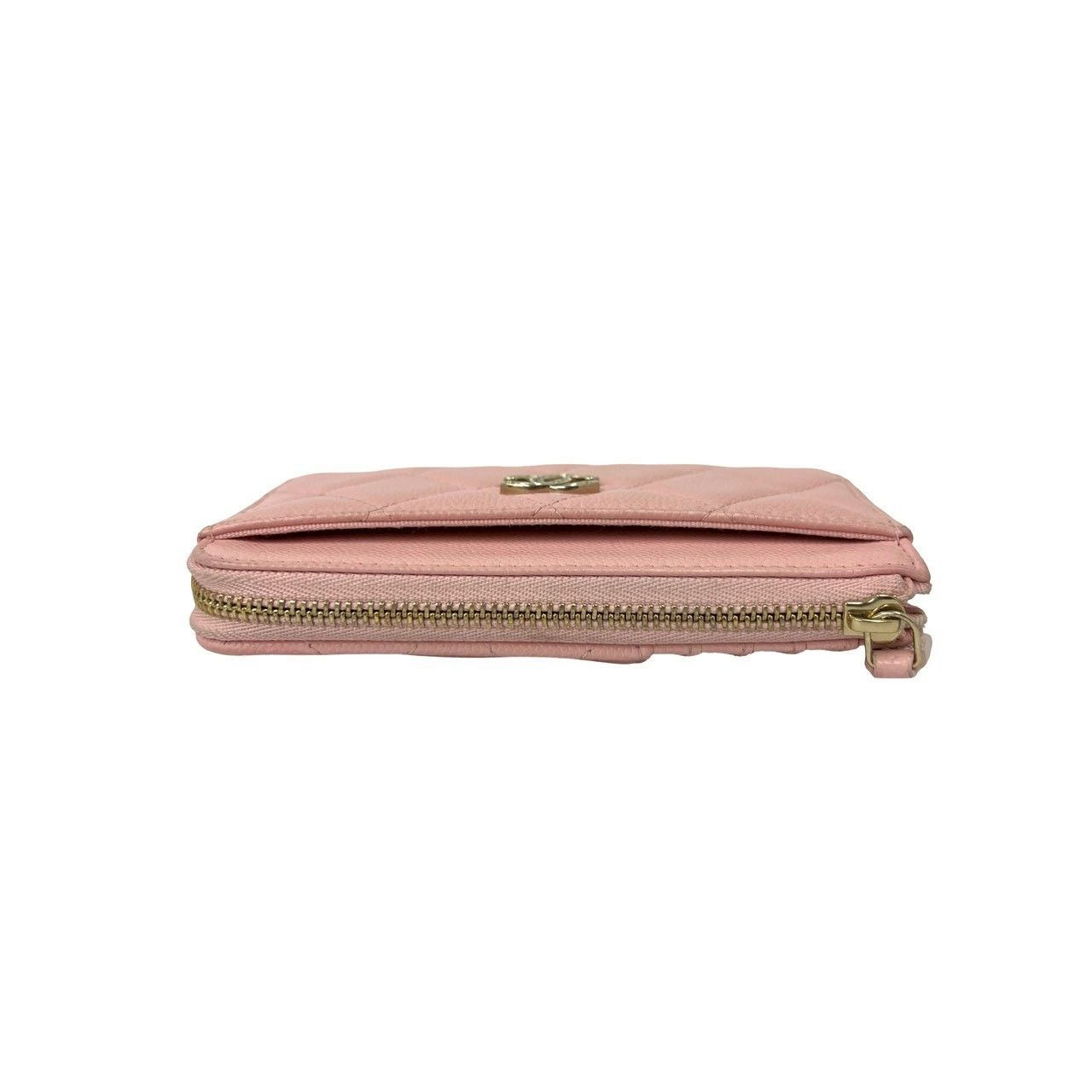 Chanel And Fragment Case Quilted CC Logo Caviar Leather Coin Pass Pink — view 3