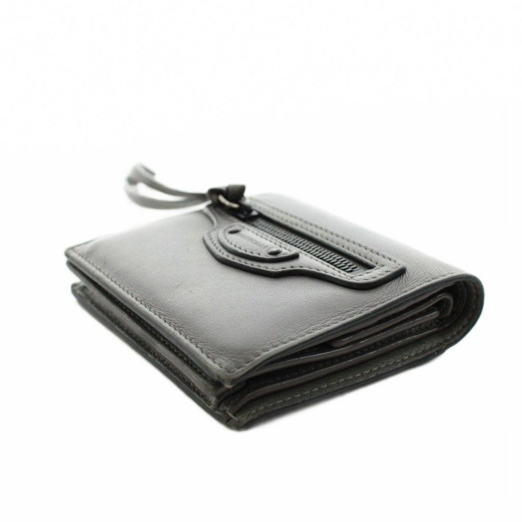 Balenciaga Neo Classic Mini Wallet Bifold Coin Purse Leather Gray — view 4
