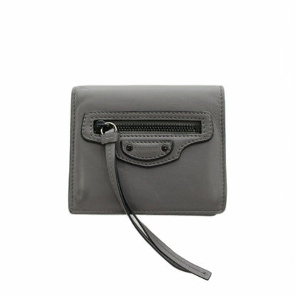 Balenciaga Neo Classic Mini Wallet Bifold Coin Purse Leather Gray