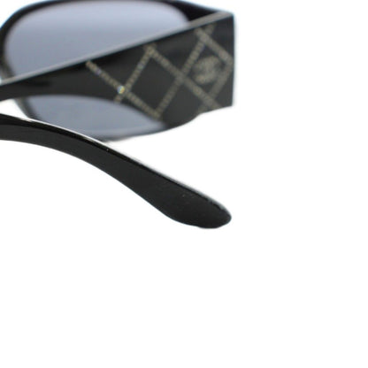 Chanel Quilted Stitch Rhinestone CC Logo Sunglasses Black Eyewear — view 8