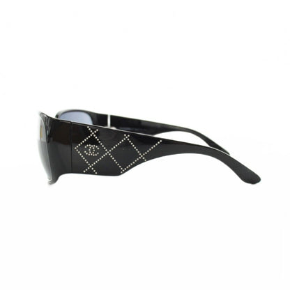 Chanel Quilted Stitch Rhinestone CC Logo Sunglasses Black Eyewear — view 3