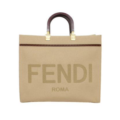 Fendi Heaven Sunshine 2-Way Shoulder Bag Beige Gold Canvas Leather