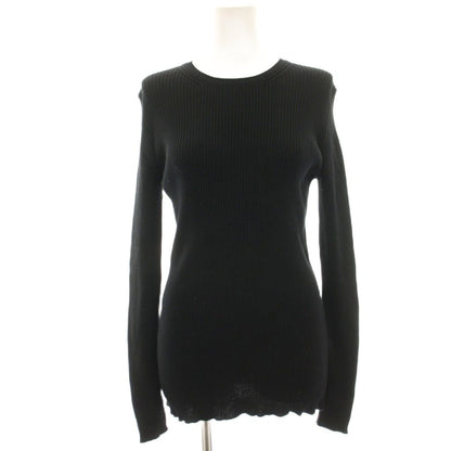 Prada Knit Top Rib Long Sleeve 42 Black HN Sweater