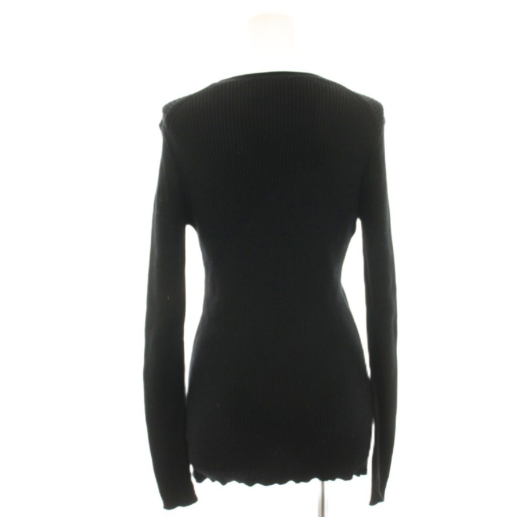Prada Knit Top Rib Long Sleeve 42 Black HN Sweater — view 3