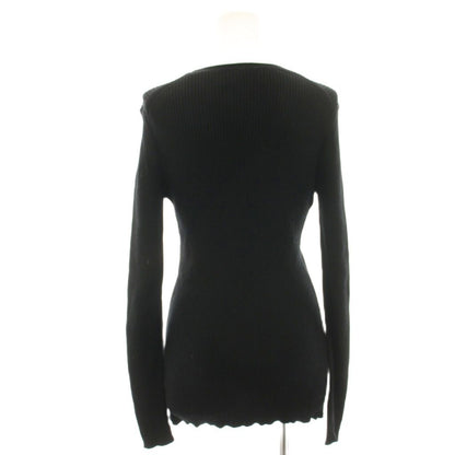 Prada Knit Top Rib Long Sleeve 42 Black HN Sweater — view 3