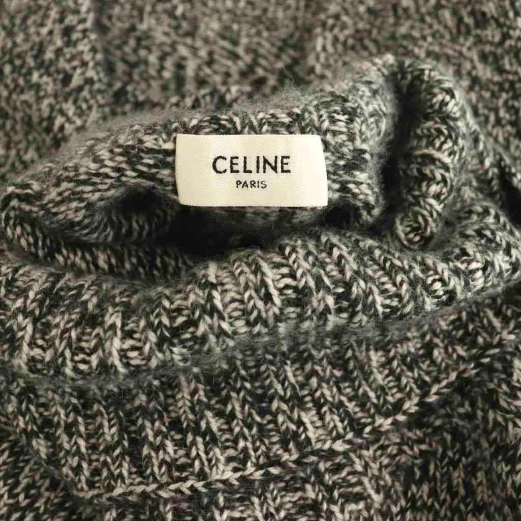 Celine Cashmere 100 Turtleneck Knit Sweater S Black White ES — view 6