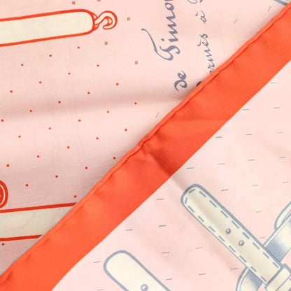 Hermes Harnais de Timon Carre 90 Scarf Silk All Over Pattern Pink Orange Gray — view 4